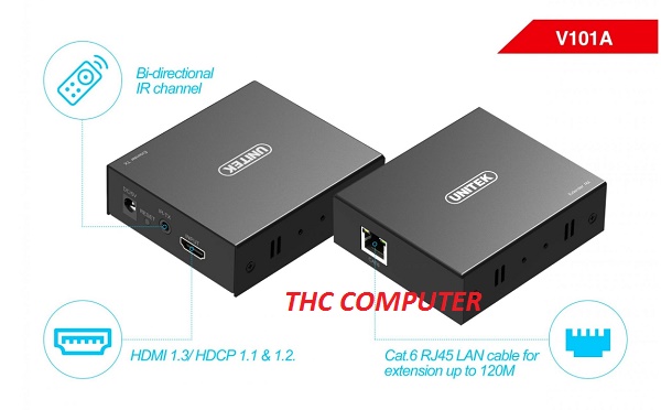 Bộ Kéo Dài HDMI qua LAN (150m) Unitek (V101A) Cao cấp